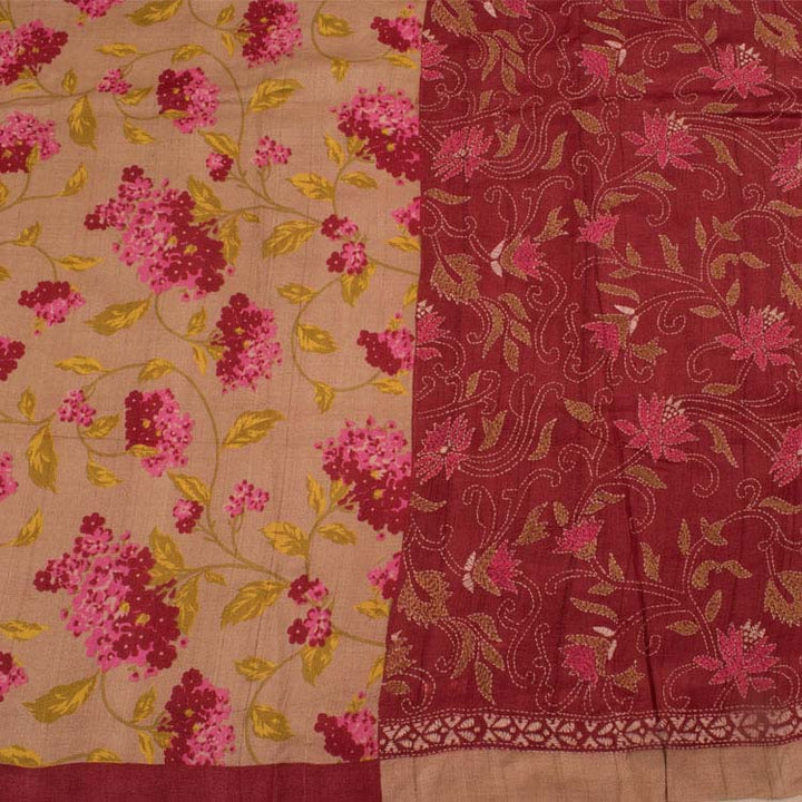 Kantha Embroidered Tussar Silk Saree 10043018