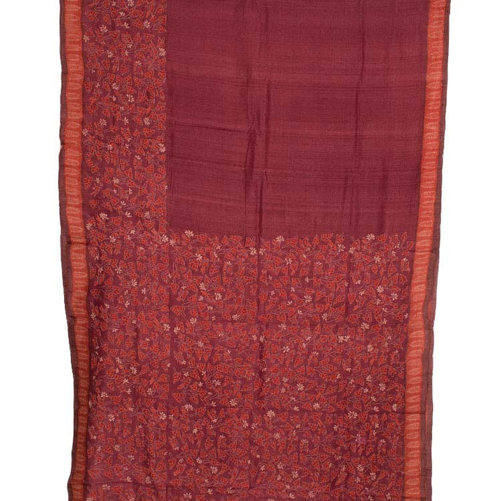Kantha Embroidered Tussar Silk Saree 10043023