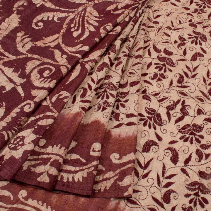 Kantha Embroidered Tussar Silk Saree 10043026