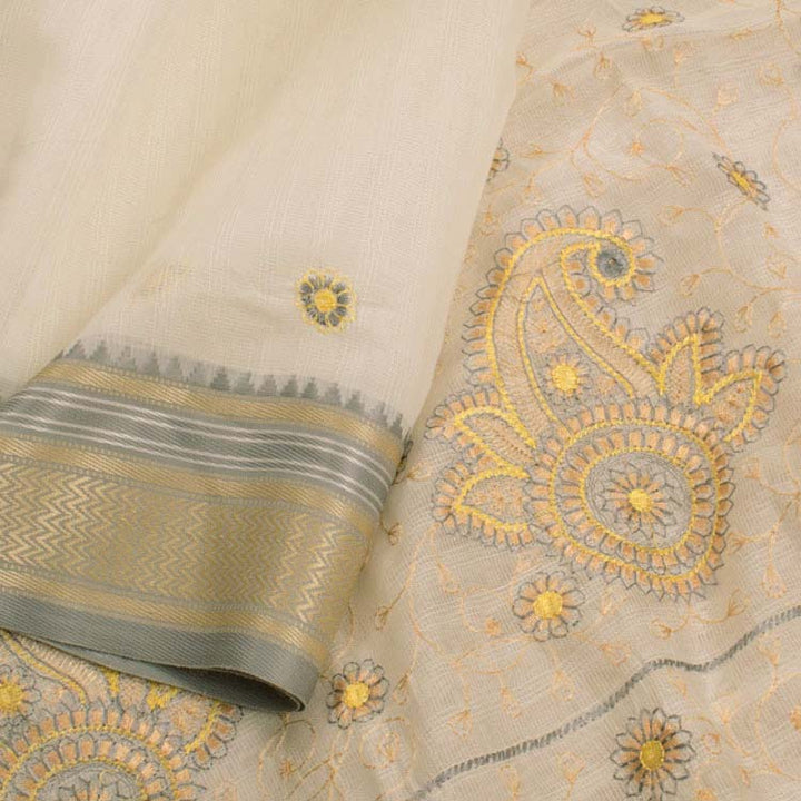 Embroidered Cotton Saree 10047158