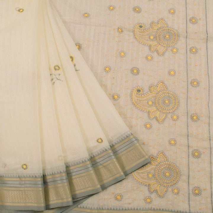 Embroidered Cotton Saree 10047158