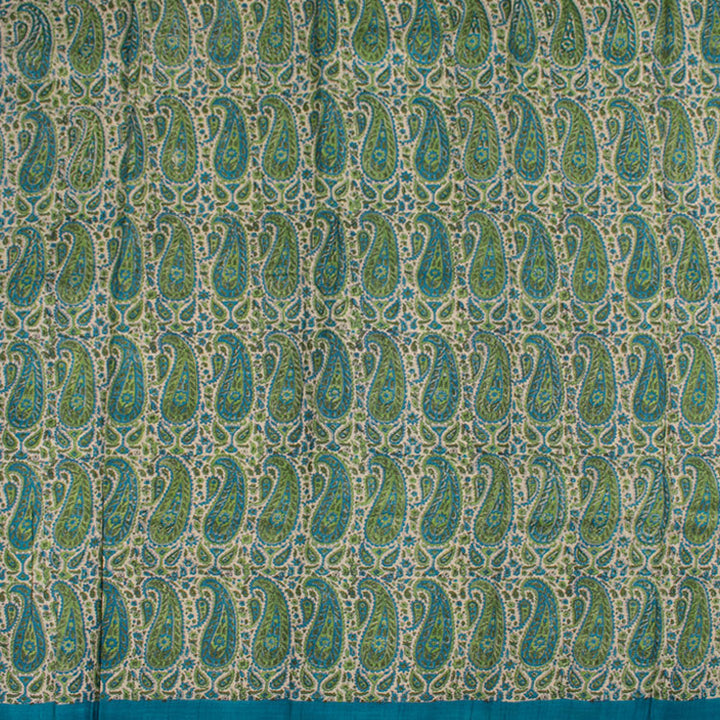 Hand Block Printed Tussar Silk Saree 10051952