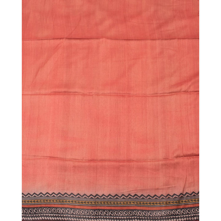 Hand Block Printed Tussar Silk Saree 10052630