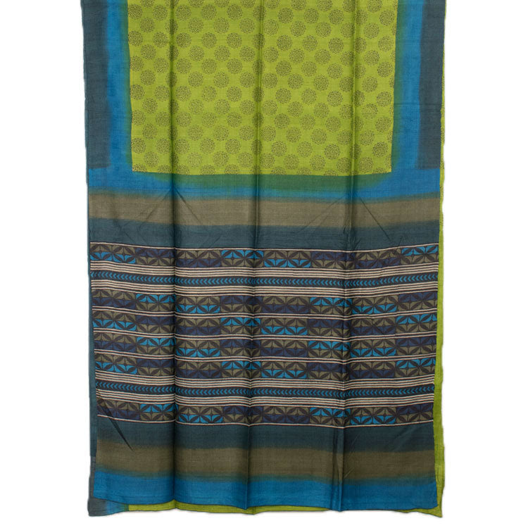 Hand Block Printed Tussar Silk Saree 10052634