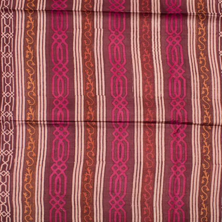 Hand Block Printed Tussar Silk Saree 10052635