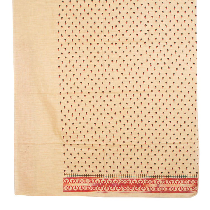 Hand Block Printed Tussar Silk Salwar Suit Material 10052735