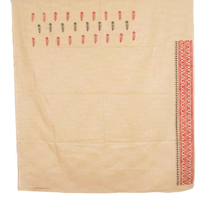 Hand Block Printed Tussar Silk Salwar Suit Material 10052735