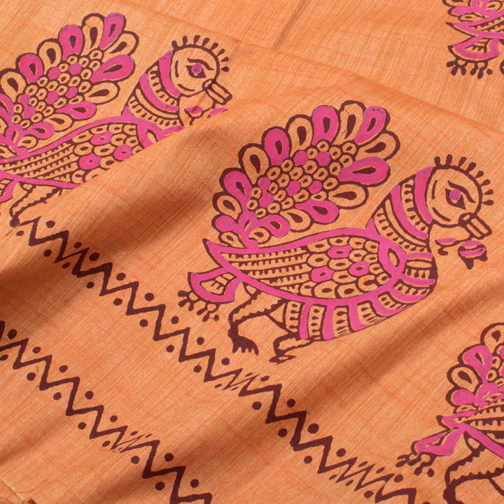 Hand Block Printed Tussar Silk Salwar Suit Material 10052738