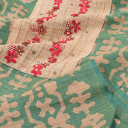 Hand Block Printed Tussar Silk Salwar Suit Material 10052744