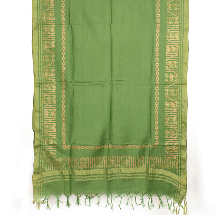 Hand Block Printed Tussar Silk Salwar Suit Material 10052746