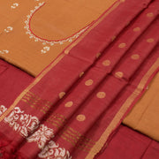 Hand Block Printed Embroidered Tussar Silk Salwar Suit Material 10052750