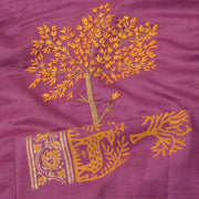 Hand Block Printed Embroidered Tussar Silk Salwar Suit Material 10052754