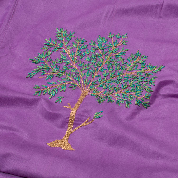 Hand Block Printed Embroidered Tussar Silk Salwar Suit Material 10052755