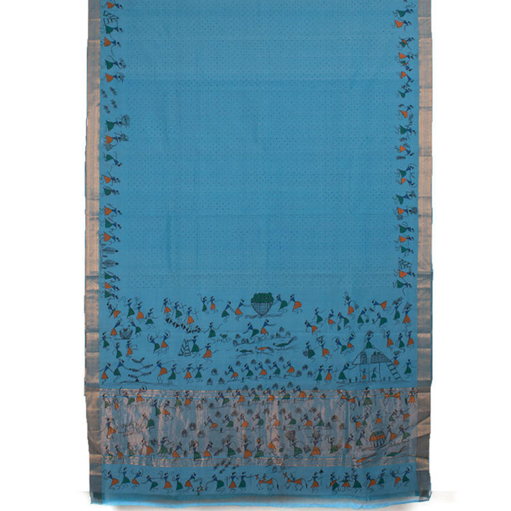 Hand Block Printed Mangalgiri Cotton Saree 10051673