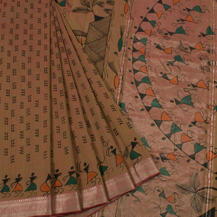 Hand Block Printed Mangalgiri Cotton Saree 10051674