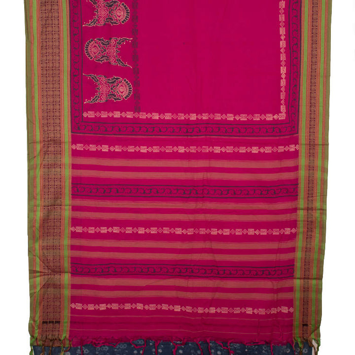 Hand Block Printed Narayanpet Cotton Saree 10053064