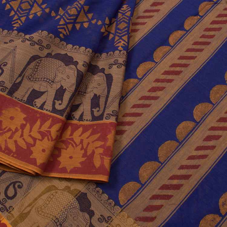 Hand Block Printed Narayanpet Cotton Saree 10053065