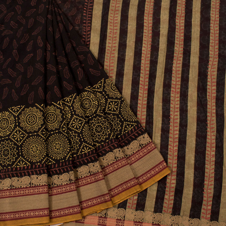 Hand Block Printed Narayanpet Cotton Saree 10053069