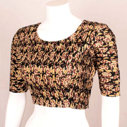 Black Hand Block Printed Cotton Blouse 10048213