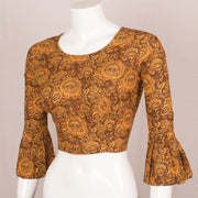 Brown Hand Block Printed Cotton Blouse 10048216