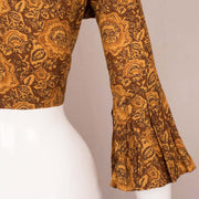 Brown Hand Block Printed Cotton Blouse 10048216