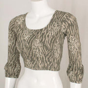 Grey Dabu Printed Cotton Blouse 10048893