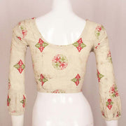 White Hand Block Dabu Printed Cotton Blouse 10048896