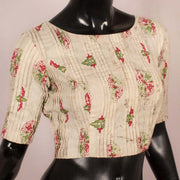 White Hand Block Printed Cotton Blouse 10048897