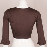 Brown Resham Dori Embroidered Silk Cotton Blouse 10048906