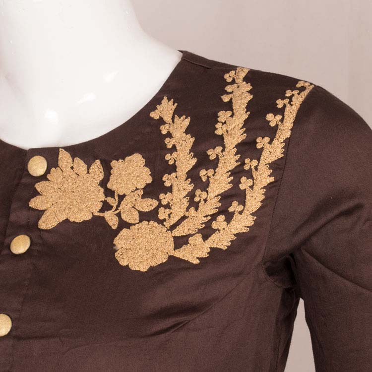 Resham Dori Embroidered Silk Cotton Blouse 10048906