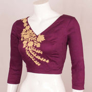 Purple Dori Embroidered Silk Cotton Blouse 10048907