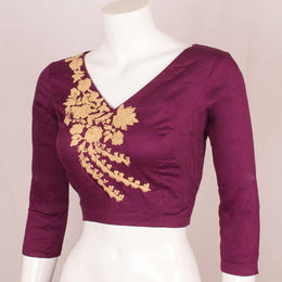 Purple Dori Embroidered Silk Cotton Blouse 10048907