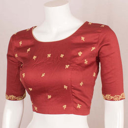 Red Resham Dori Embroidered Silk Cotton Blouse 10048908