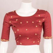 Red Resham Dori Embroidered Silk Cotton Blouse 10048908