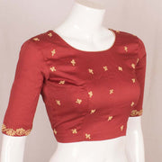 Red Resham Dori Embroidered Silk Cotton Blouse 10048908