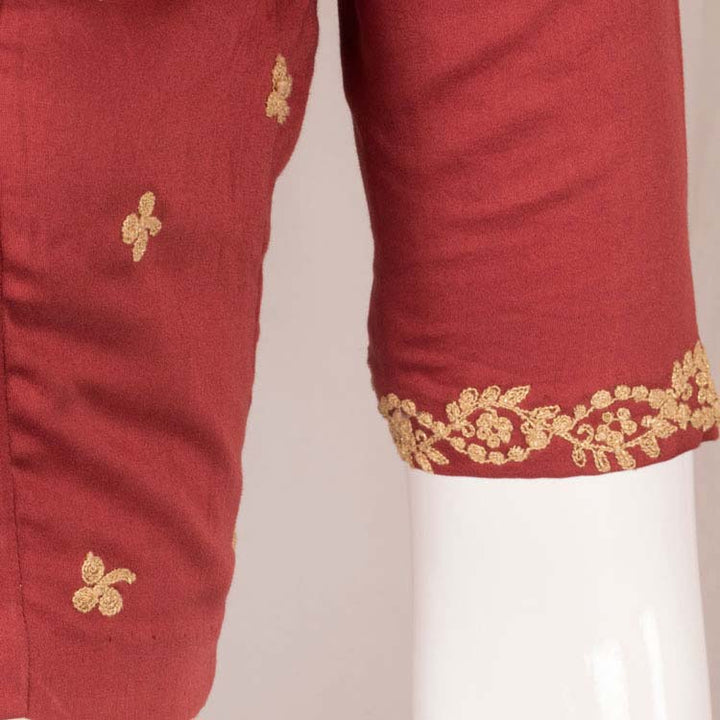 Resham Dori Embroidered Silk Cotton Blouse 10048908