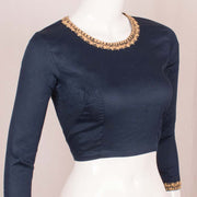 Blue Dori Embroidered Silk Cotton Blouse 10048910