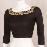 Black Dori Embroidered Silk Cotton Blouse 10048912