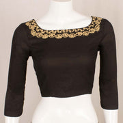 Black Dori Embroidered Silk Cotton Blouse 10048912