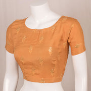 Mustard Yellow Sequin Embroidered Crepe Silk Blouse 10050403