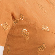 Mustard Yellow Sequin Embroidered Crepe Silk Blouse 10050403