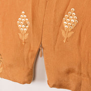 Mustard Yellow Sequin Embroidered Crepe Silk Blouse 10050403