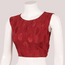 Red Handcrafted Jacquard Design Silk Blouse 10051708