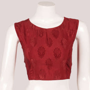 Red Handcrafted Jacquard Design Silk Blouse 10051708