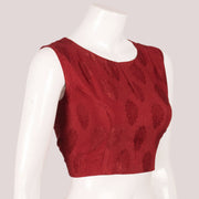 Red Handcrafted Jacquard Design Silk Blouse 10051708