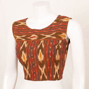 Brown Handcrafted Ikat Cotton Blouse 10052584