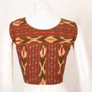 Brown Handcrafted Ikat Cotton Blouse 10052584