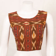 Brown Handcrafted Ikat Cotton Blouse 10052584