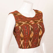 Brown Handcrafted Ikat Cotton Blouse 10052584
