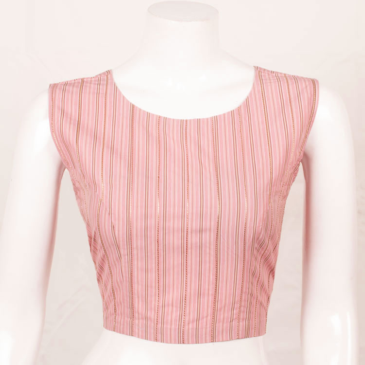 Striped Design Sleeveless Cotton Blouse 10052589
